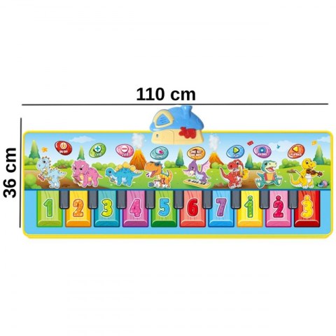 WOOPIE Mata Muzyczna XXL Dinusie 2w1 Pianinko 8 Melodii 110cm Woopie