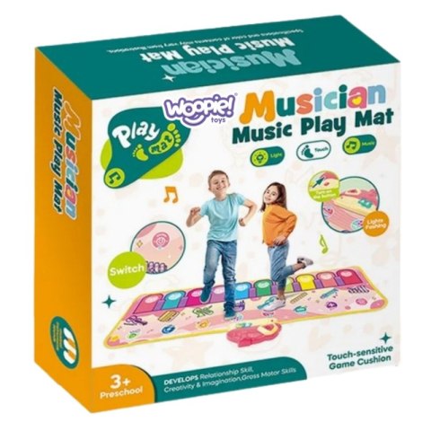 WOOPIE Mata Muzyczna XXL Dinusie 2w1 Pianinko 8 Melodii 110cm Woopie