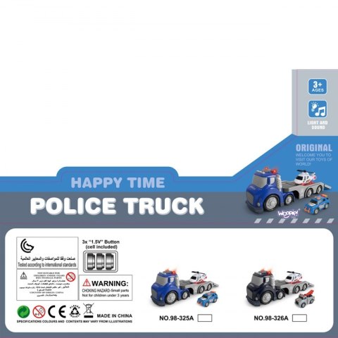 WOOPIE Niebieska Laweta Policyjna City Truck Efekty Dźwiękowe i Świetlne Woopie WOOPIE Niebieska Laweta Policyjna City Truck Efekty Dźwiękowe i Świetlne Woopie