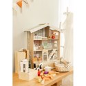 CLASSIC WORLD Duży Drewniany Domek dla Lalek 2 Figurki NATURALNE DREWNO 28 el. Classic World