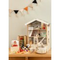 CLASSIC WORLD Duży Drewniany Domek dla Lalek 2 Figurki NATURALNE DREWNO 28 el. Classic World