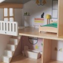 CLASSIC WORLD Duży Drewniany Domek dla Lalek 2 Figurki NATURALNE DREWNO 28 el. Classic World