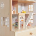 CLASSIC WORLD Duży Drewniany Domek dla Lalek 2 Figurki NATURALNE DREWNO 28 el. Classic World