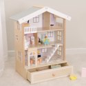 CLASSIC WORLD Duży Drewniany Domek dla Lalek 2 Figurki NATURALNE DREWNO 28 el. Classic World