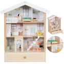 CLASSIC WORLD Duży Drewniany Domek dla Lalek 2 Figurki NATURALNE DREWNO 28 el. Classic World