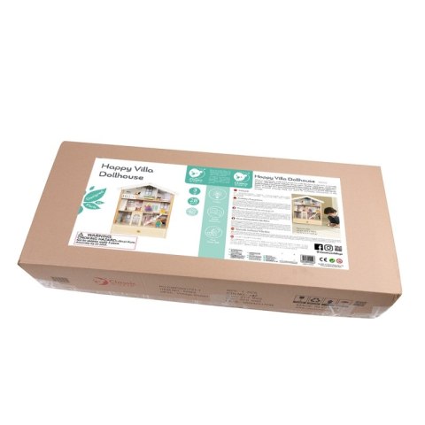 CLASSIC WORLD Duży Drewniany Domek dla Lalek 2 Figurki NATURALNE DREWNO 28 el. Classic World