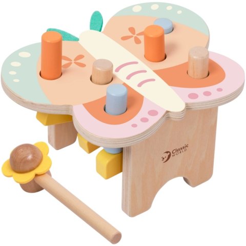 CLASSIC WORLD Wbijak Pastelowy Motylek Montessori z Młoteczkiem Classic World