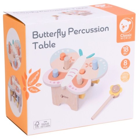 CLASSIC WORLD Wbijak Pastelowy Motylek Montessori z Młoteczkiem Classic World