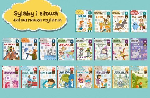 Książeczki Sylaby i słowa. Łatwa nauka czytania - zestaw 20 książek Nasza księgarnia Książeczki Sylaby i słowa. Łatwa nauka czytania - zestaw 20 książek Nasza księgarnia