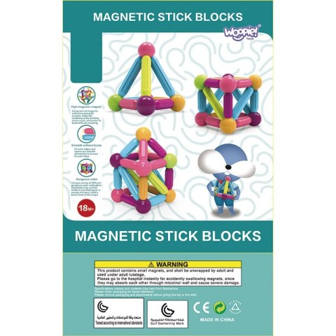 WOOPIE Magnetyczne Klocki Konstrukcyjne Edukacyjne Duże Grube 28 el. Woopie