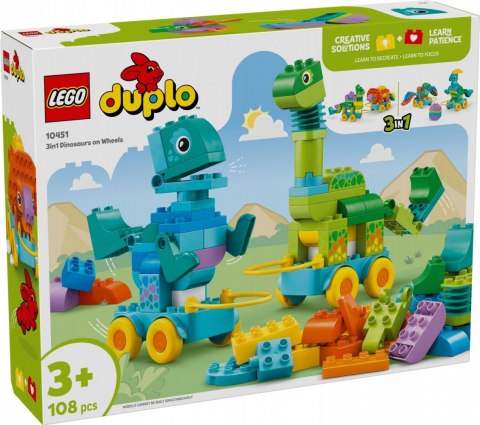 Klocki DUPLO 10451 3 w 1 Dinozaury na kółkach LEGO Klocki DUPLO 10451 3 w 1 Dinozaury na kółkach LEGO