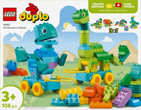 Klocki DUPLO 10451 3 w 1 Dinozaury na kółkach LEGO Klocki DUPLO 10451 3 w 1 Dinozaury na kółkach LEGO