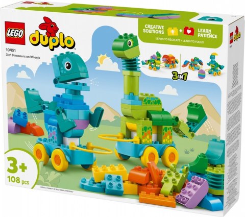 Klocki DUPLO 10451 3 w 1 Dinozaury na kółkach LEGO Klocki DUPLO 10451 3 w 1 Dinozaury na kółkach LEGO