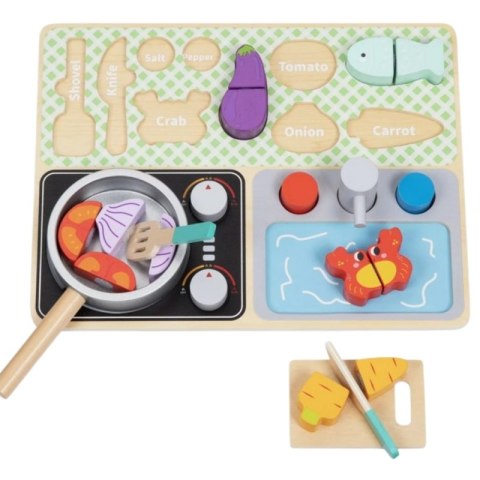 TOOKY TOY Drewniana Kuchnia z Akcesoriami - Zestaw Małego Kucharza Tooky Toy