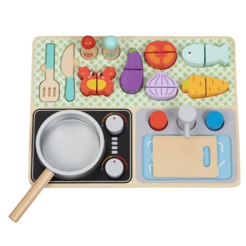 TOOKY TOY Drewniana Kuchnia z Akcesoriami - Zestaw Małego Kucharza Tooky Toy