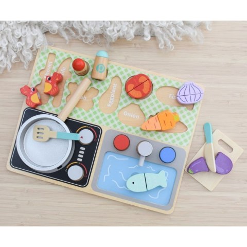 TOOKY TOY Drewniana Kuchnia z Akcesoriami - Zestaw Małego Kucharza Tooky Toy