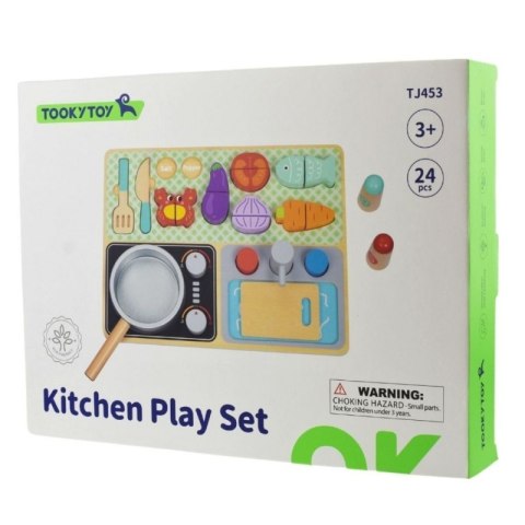 TOOKY TOY Drewniana Kuchnia z Akcesoriami - Zestaw Małego Kucharza Tooky Toy