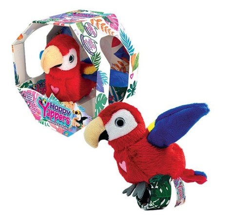 Maskotka interaktywna Happy Yappers Wesołe gadułki - Papuga czerwona Cobi