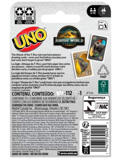 Gra UNO Jurassic World Odrodzenie Mattel