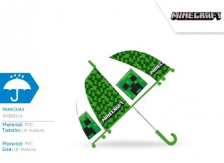 Parasolka przezroczysta manualna Minecraft zielona Kids Euroswan