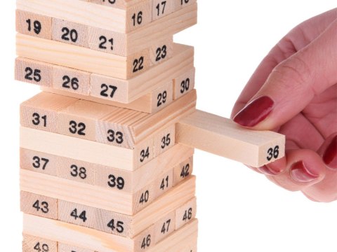 JOKOMISIADA Drewniana CHWIEJĄCA SIĘ WIEŻA gra zręcznościowa klocki GR0090