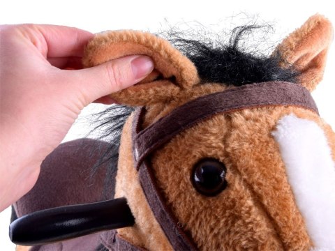 JOKOMISIADA Duży konik Beżowy Koń na biegunach rży + ruchomy ogon i pysk ZA0052