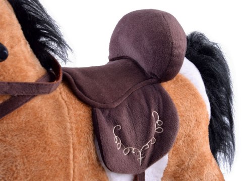 JOKOMISIADA Duży konik Beżowy Koń na biegunach rży + ruchomy ogon i pysk ZA0052