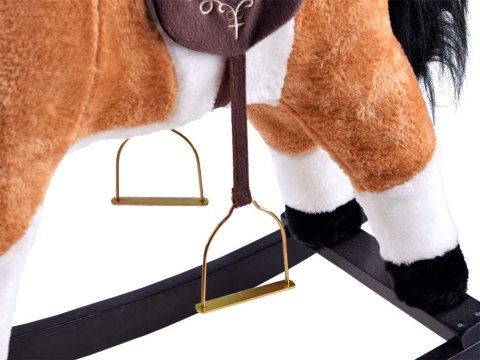 JOKOMISIADA Duży konik Beżowy Koń na biegunach rży + ruchomy ogon i pysk ZA0052