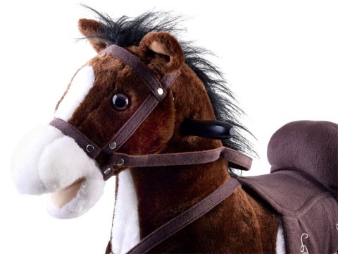 JOKOMISIADA Duży konik Brązowy Koń na biegunach rży + ruchomy ogon i pysk ZA0052