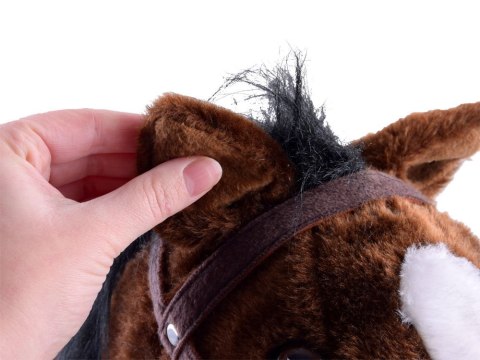 JOKOMISIADA Duży konik Brązowy Koń na biegunach rży + ruchomy ogon i pysk ZA0052