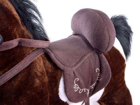 JOKOMISIADA Duży konik Brązowy Koń na biegunach rży + ruchomy ogon i pysk ZA0052