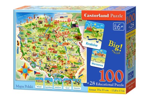 Castorland Castorland Mapa Polski 100ele i quiz Puzzle CA0010