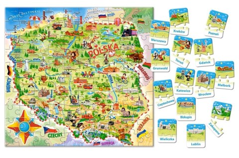 Castorland Castorland Mapa Polski 100ele i quiz Puzzle CA0010