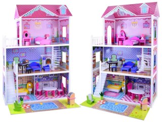 JOKOMISIADA DUŻY Drewniany domek dla LALEK meble basen oświetlenie LED ZA2122