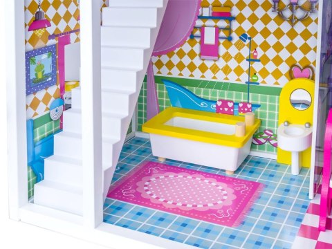 JOKOMISIADA DUŻY Drewniany domek dla LALEK meble basen oświetlenie LED ZA2122