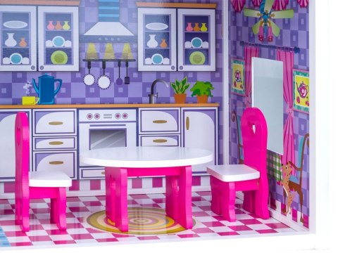 JOKOMISIADA DUŻY Drewniany domek dla LALEK meble basen oświetlenie LED ZA2122