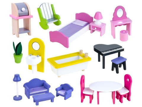 JOKOMISIADA DUŻY Drewniany domek dla LALEK meble basen oświetlenie LED ZA2122