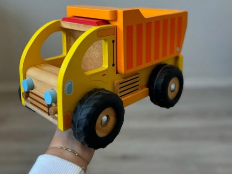 JOKOMISIADA Drewniane autko Wywrotka Śmieciarka z Ruchomą Naczepą Dla Dzieci ZA1810