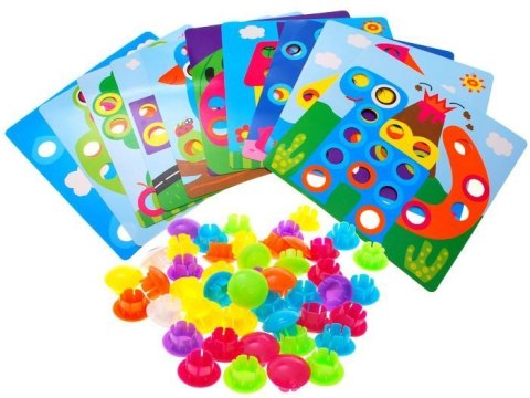 JOKOMISIADA Kreatywna mozaika Montessori UKŁADANKA guzikowa - obrazki pinezki ZA1706