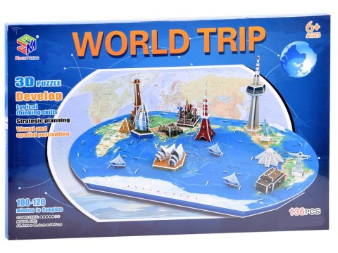 JOKOMISIADA Puzzle 3D Przestrzenne Ziemia mapa świata sławne budowle ZA1581
