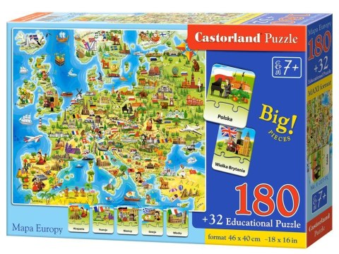 Castorland Castorland Puzzle Mapa Europy 180 ele Quiz CA0036