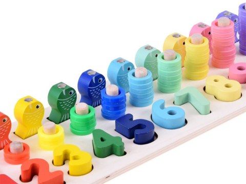 JOKOMISIADA Drewniana edukacyjna układanka CYFRY Liczydło Wędka Łowienie rybek ZA3109