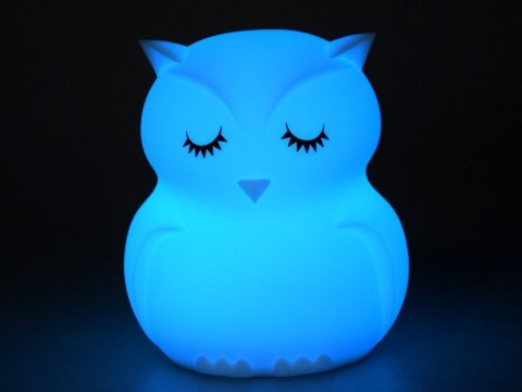 JOKOMISIADA Sowa Silikonowa miękka lampka nocna led RBG + pilot ZA3295