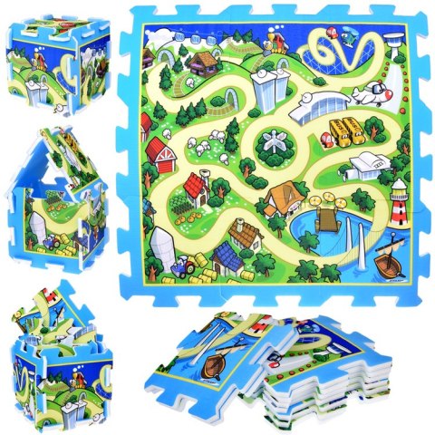 Stamp Puzzle piankowe MIASTO - ULICA Mata dla niemowląt 93x93cm ZA3150