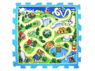 Stamp Puzzle piankowe MIASTO - ULICA Mata dla niemowląt 93x93cm ZA3150