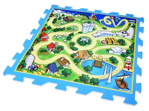 Stamp Puzzle piankowe MIASTO - ULICA Mata dla niemowląt 93x93cm ZA3150