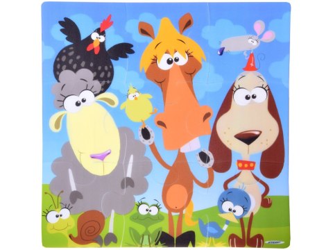 Stamp Puzzle piankowe ZWIERZĘTA Kolorowa mata dla niemowląt 90x90cm ZA3151