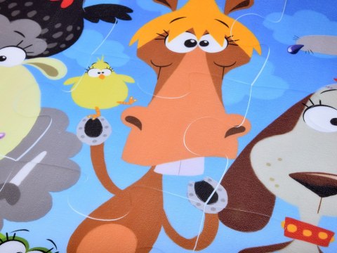 Stamp Puzzle piankowe ZWIERZĘTA Kolorowa mata dla niemowląt 90x90cm ZA3151