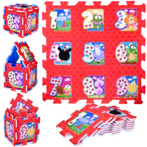 Stamp Puzzle piankowe ZWIERZĘTA i CYFRY Mata dla niemowląt 93x93cm ZA3147