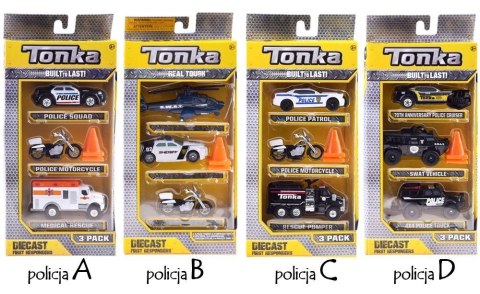 Hasbro Hasbro TONKA Zestaw pojazdów POLICJA Różne metalowe autka + pachołki ZA3633